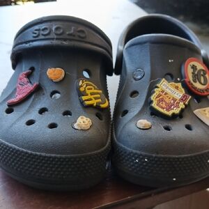 CROCS Kids' Gray Slippers with Fun Charms